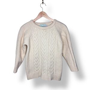 Original Aran Co. Irish Cream Merino Wool Cable Knit Fisherman Sweater Cozy